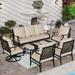 VALLEY Patio Conversation Set 4 PCS Outdoor Furniture Set Metal Sofa Set Rocking Chairs with Thick Upgrade Cushion and Coffee Table Beige\u2026