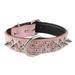 2.5cm Wide Spiked Studded Dog Collar Soft Leather Rivet Adjustable Small/Medium