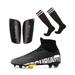 Football Shoes Soccer Sock Soccer Plastic Shin Guard For Adults kids Customize Set Men Women TF\FG Outsole Training Soccer Boots ZH1313-C-Black 36