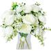 4 Bunches Artificial Peony with 20 Heads Flowers Fake Peonies Silk Flowers Bouquets for Wedding Home Table Party Window Decoration (White)