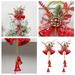 WNG 2 PCS Christmas Bells Door Hanging Ornament Red and White Christmas Tree Decoration with 5 Bells and Ribbon Bow Glitter Artificial Flower Ornament Red