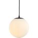 YGDU JYL9528A Bleecker 7.75 Metal/Glass Globe LED Pendant Contemporary Modern Office Living Room Family Room Dining Room Kitchen Bedroom Hallway Foyer White/Brass