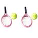 2 Sets Tennis Racket Miniature Model Ornament Decor Outdoor Sports Toys Doll House Racquet Child