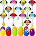 Prefilled Easter Eggs Parachute Toys Easter Basket Stuffers for Kids Girls Boys Tangle Free Throwing Toy Easter Fillers Gifts Easter Party Favor Hand Throw Flying Toys for Kids (12PCS)