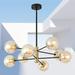 YINCHEN 8 Light Glass Globe Sputnik Chandelier Pendant Black and Gold Light Fixture for Farmhouse Dining Room Kitchen Bedroom and Living Room