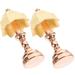 2 Pcs Dollhouse Bedside Lamp Dining Table Rose Gold Desk Lamps Mini Decorative Miniature