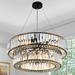 YINCHEN 9 Lights Crystal Chandeliers 2 Tiers Black Crystal Chandeliers for Dining Modern Farmhouse Light Fixture Luxury Drum Pendant Light for Bedroom Living Room Kitchen D-24