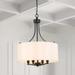 Modern Drum Chandelier Farmhouse Chandeliers with Linen Fabric Shade for Dining Room Entryway Bedroom Kitchen Island
