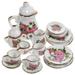 Mini Ceramic Tableware Miniature Tea Plates Flatware Teapot Set Kids Pretend Toys Cup