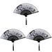 3 PCS Performance Folding Fan Hand Held Fans Chinoiserie Decor Black Wedding Party