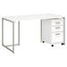 60 in. Method Table Desk with 3 Drawer Mobile File Cabinet - White