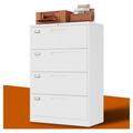 4 Drawer File Cabinet with Lock Metal Lateral File Storage Cabinet Office Home Steel Lateral File Cabinet for A4 Legal/Letter Size Wide File Cabinet Locked Assembly Required (4 Drawer White)