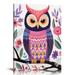 ARISTURING Watercolor Owl Children Nursery Canvas Wall Decor Wall Art Poster Art Print Watercolor Animal & Flower Wall Art Canvas Poster & Frame Owl Wall Art Room Art