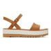 TOMS Women's Brynn Tan Leather Platform Sandals Brown/Natural, Size 6.5