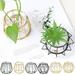 Vnanda Geometric Glass Flower Vase with Metal Holder Crystal Clear Transparent Planter Flowers Vase Handcrafted Plating Metal Vase Clear Vase Decor Home Office Wedding Party