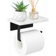 Sunxury - Porte-papier toilette en marbre avec ¨tag¨¨re, support de rouleau de papier toilette noir