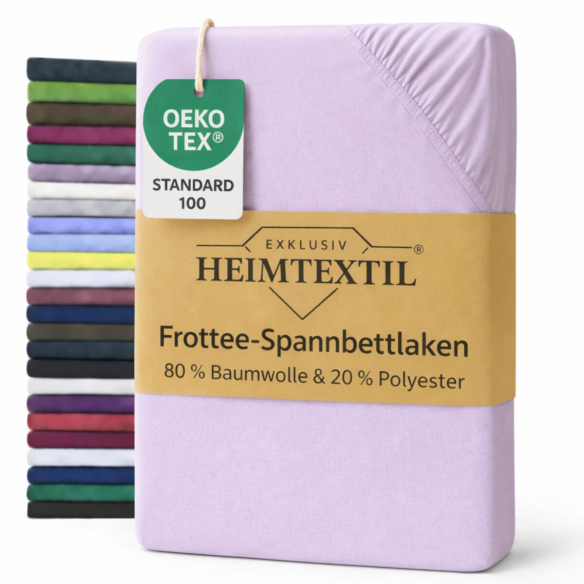 EXKLUSIV HEIMTEXTIL Frottee Spannbettlaken Rundumgummizug Marke 120 x 200 cm Flieder 80% Baumwolle 20% Polyester Öko - Tex Zertifiziert Bed-Sheet Image