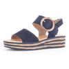 Keilsandalette GABOR, Damen, Gr. 38, blau (dunkelblau), Nubukleder, modisch, Schuhe, Sommerschuh, Sandale, Keilabsatz, mit großer Zierschnalle