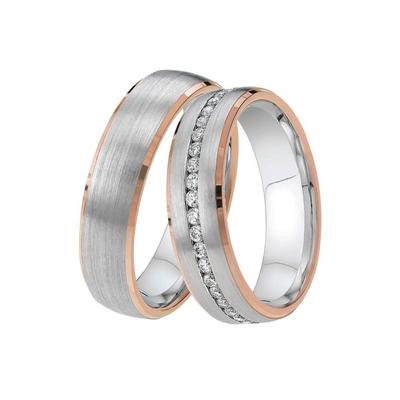 Trauring DOOSTI "Schmuck Geschenk Silber 925 Trauring Ehering Partnerring LIEBE" Gr. 58, rosa (silberfarben, roségoldfarben), Fingerringe, 58, ohne Zirkonia, Silber 925 (Sterlingsilber), 5,5mm, Made in Germany - wahlweise mit oder ohne Zirkonia Image