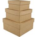 littlecraftybugs 3 Paper Mache Square Stacking Boxes - Largest 15x15x7.5cm | Papier Mache Boxes