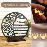Disney Jewelry | Jewelry Organizer & Minnie Mouse 90s Disney Cartoon 14k Gold Earrings | Color: Gold/White | Size: Os