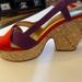 Kate Spade Shoes | Kate Spade Penny Cork Wedge Sandals Platforms, Size 7.5 | Color: Purple/Red | Size: 7.5