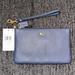 Coach Bags | Coach Small Wristlet In Brass/Denim Navy Blue Polished Pebble Leather Nwt | Color: Blue/Gold | Size: Os