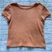 American Eagle Outfitters Tops | American Eagle Textured Baby Tee | Color: Orange | Size: Xs