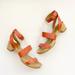 Madewell Shoes | Madewell || Jodi Wooden Heeled Clog Strappy Sandal Orange 7.5 | Color: Orange/Tan | Size: 7.5