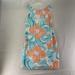 Lilly Pulitzer Dresses | Lily Pulitzer Sleeveless Dress Midi Blue White Orange Floral Starfish Womens Xs | Color: Blue/Orange | Size: Xs