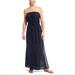 Athleta Dresses | Athleta Eyelet Molokai Silk Maxi Strapless Dress Size Medium Navy Blue | Color: Blue | Size: M