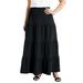 Plus Size Women's Tiered Cotton Midi Skirt by June+Vie in Black (Size 22/24)