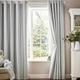 Laura Ashley Awning Stripe Ready Made Eyelet Blackout Curtains Smoke Green