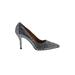 Nine West Heels: Slip On Stiletto Cocktail Silver Shoes - Women's Size 7 1/2 - Pointed Toe