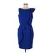 Calvin Klein Cocktail Dress - Sheath Scoop Neck Sleeveless: Blue Solid Dresses - Women's Size 10