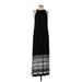 Soma Casual Dress - A-Line Crew Neck Sleeveless: Black Color Block Dresses - Women's Size X-Small