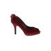 Fergalicious Heels: Pumps Stiletto Feminine Burgundy Print Shoes - Women's Size 7 - Peep Toe