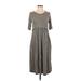 Tea n Rose Casual Dress - Midi: Gray Dresses - Women's Size Small