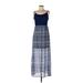 rue21 Casual Dress - A-Line Scoop Neck Sleeveless: Blue Print Dresses - New - Women's Size Large