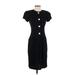 VIRGO II Casual Dress - DropWaist High Neck Short sleeves: Black Print Dresses - Women's Size 6