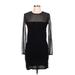 Zara Casual Dress - Mini High Neck Long sleeves: Black Solid Dresses - Women's Size Large