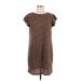 Ces Femme Casual Dress - Popover: Brown Animal Print Dresses - Women's Size Large