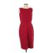 Talbots Casual Dress - Party Crew Neck Sleeveless: Red Solid Dresses - Women's Size 4