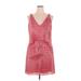 White House Black Market Casual Dress - A-Line V-Neck Sleeveless: Red Dresses - Women's Size Large