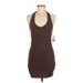 SO Casual Dress - Bodycon Plunge Sleeveless: Brown Print Dresses - New - Women's Size Medium