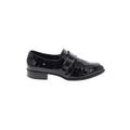 Nine West Flats: Slip On Chunky Heel Casual Black Print Shoes - Women's Size 8 1/2 - Almond Toe