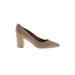Marc Fisher Heels: Pumps Chunky Heel Classic Tan Print Shoes - Women's Size 7 - Pointed Toe