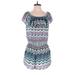 Design Lab Lord & Taylor Romper Boatneck Short sleeves: Blue Chevron/Herringbone Rompers - Women's Size Small
