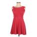 Derek Heart Casual Dress - Party: Red Solid Dresses - Women's Size Medium