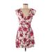 THE PEOPLE'S Casual Dress - A-Line V Neck Short sleeves: Ivory Floral Dresses - Women's Size Medium